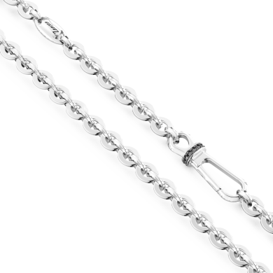 Zancan silver link-only necklace with black stones.