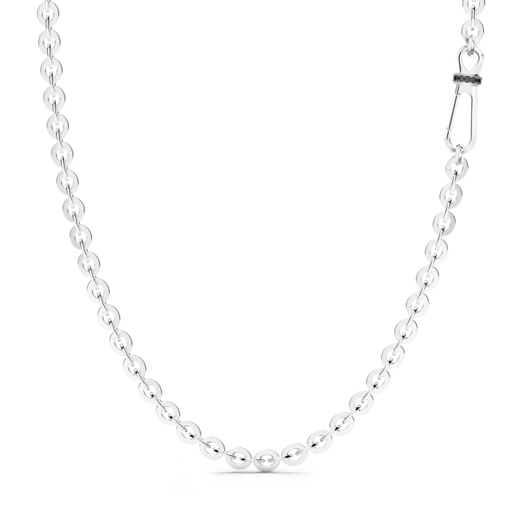 Zancan silver link-only necklace with black stones.