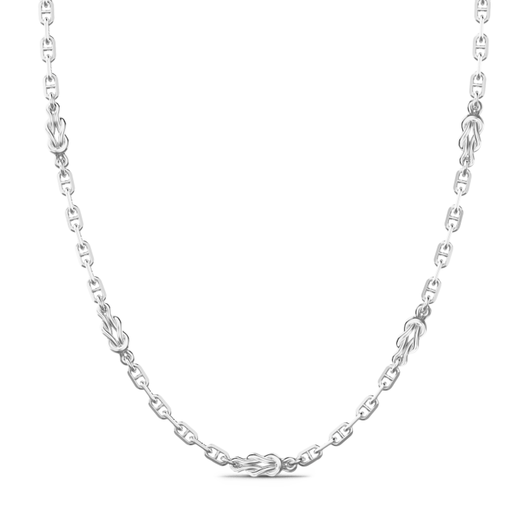 Zancan-Gliederkette aus Silber mit Flachknoten.