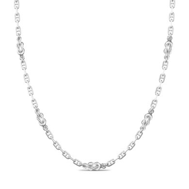 Collar Zancan solo malla de plata con nudos planos.