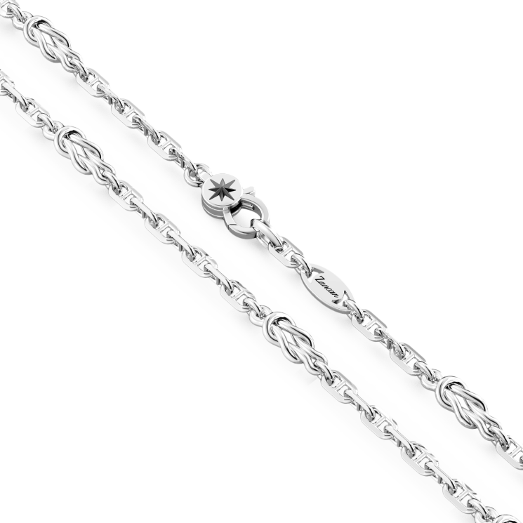 Zancan-Gliederkette aus Silber mit Flachknoten.