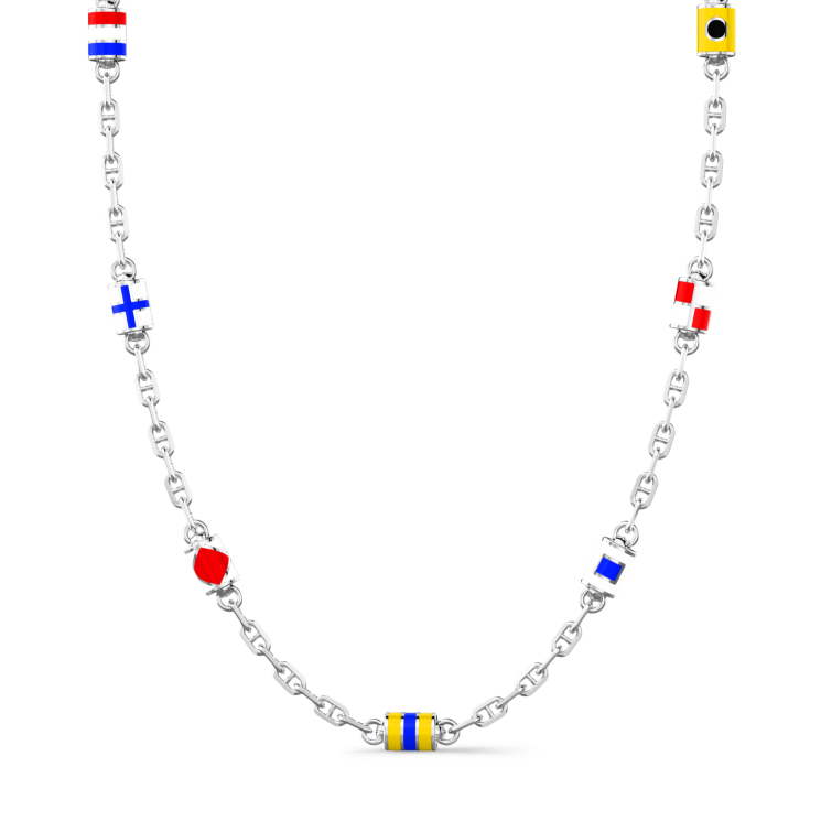 Zancan-Gliederkette aus Silber mit nautischen Flaggen.