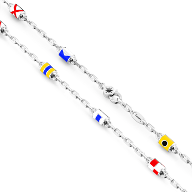 Zancan-Gliederkette aus Silber mit nautischen Flaggen.