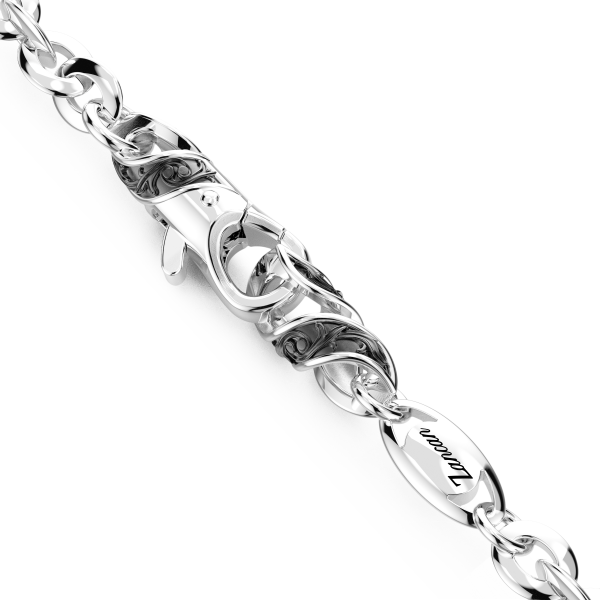Zancan-Rosenkranzkette aus Silber mit schwarzen Edelsteinen.