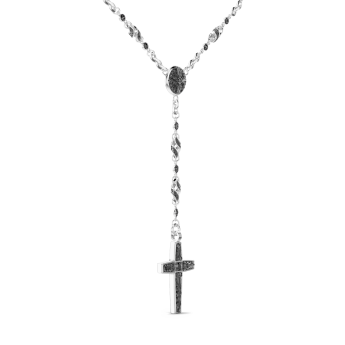Zancan silver and black stone rosary necklace. 2