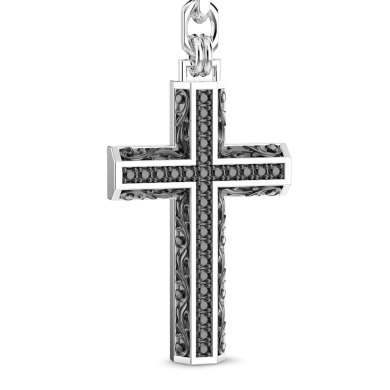 Zancan-Rosenkranzkette aus Silber mit schwarzen Edelsteinen.