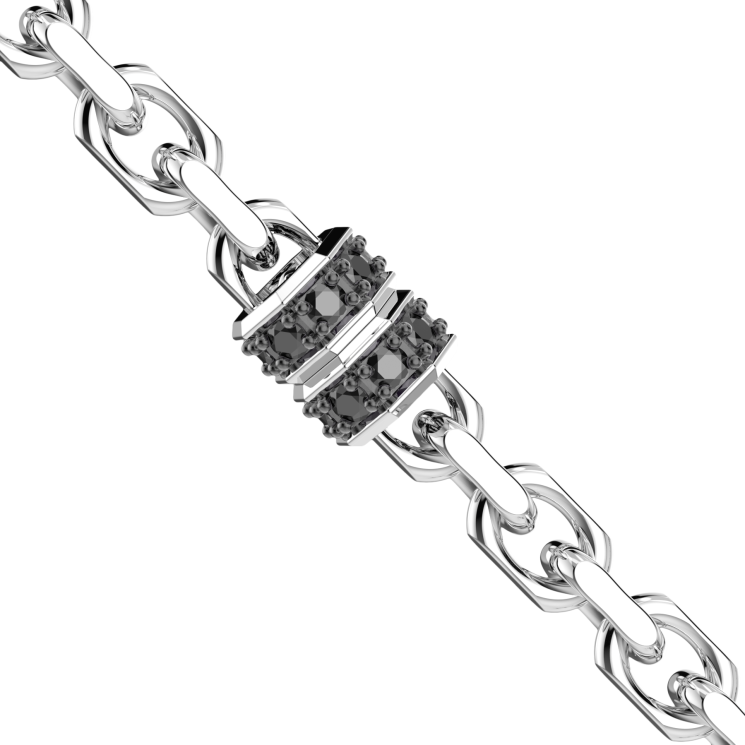 Zancan silver and black stone rosary necklace.