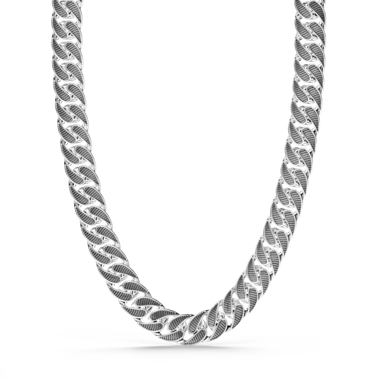 Breite Zancan-Panzerkette mit gerilltem Finish in Schwarz.
