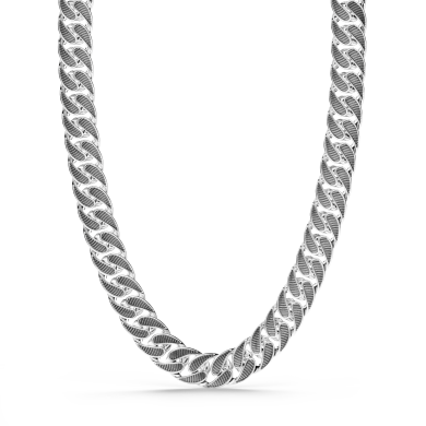 Collana a grumetta larga Zancan con finiture striate in colore nero.