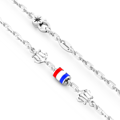 Zancan link-only silver necklace with nautical flags.