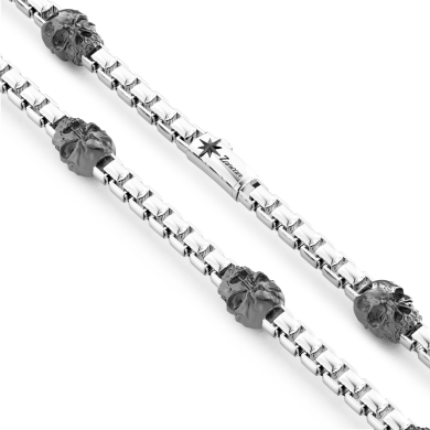 Zancan-Gliederkette aus Silber mit Totenköpfen.