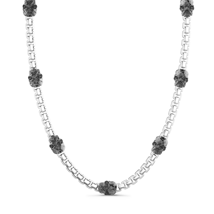Zancan-Gliederkette aus Silber mit Totenköpfen.