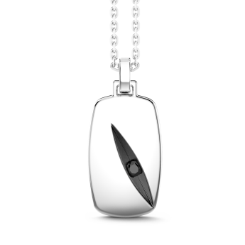 Zancan silver necklace with tag pendant.