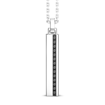 Zancan silver necklace with vertical tag pendant.