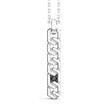 Zancan silver necklace with vertical tag pendant.