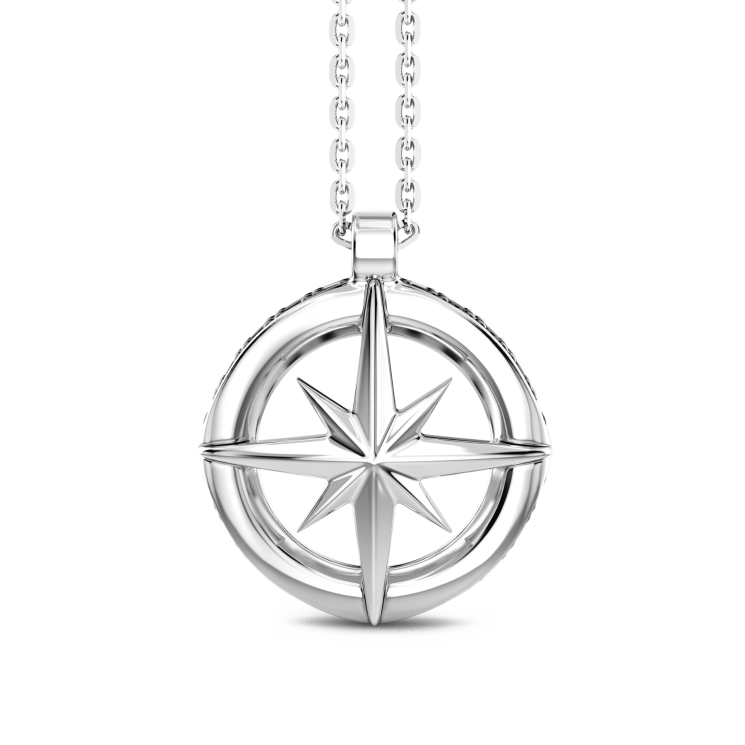 Zancan zilveren ketting met kompas hanger.
