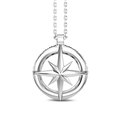 Zancan silver necklace with compass rose pendant.