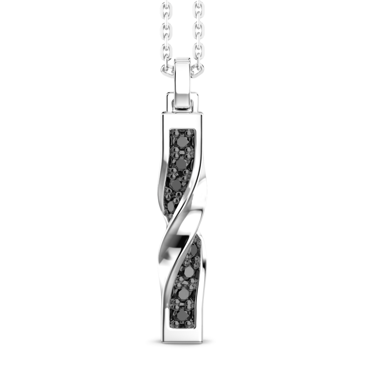 Collar de plata Zancan con colgante de etiqueta vertical.