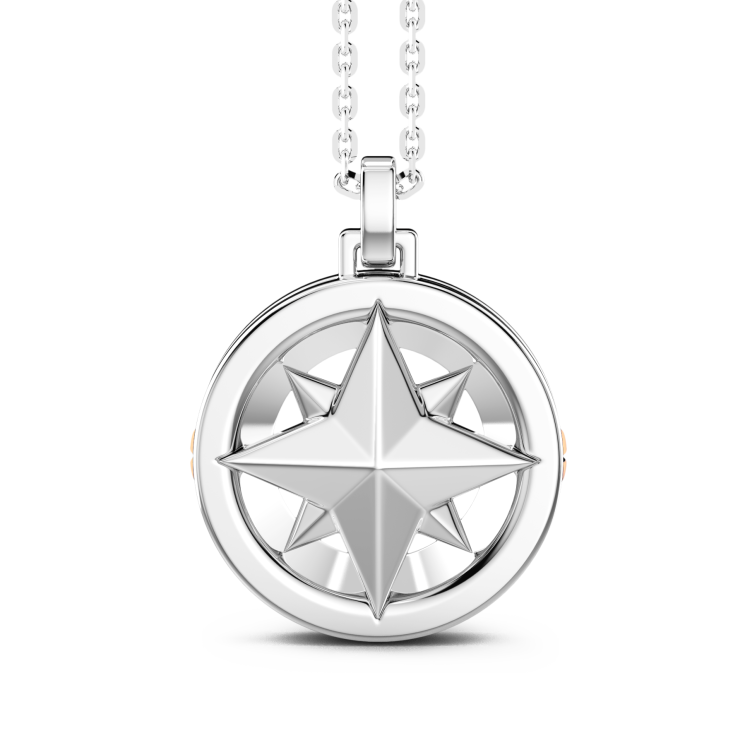 Zancan zilveren ketting met kompas hanger.