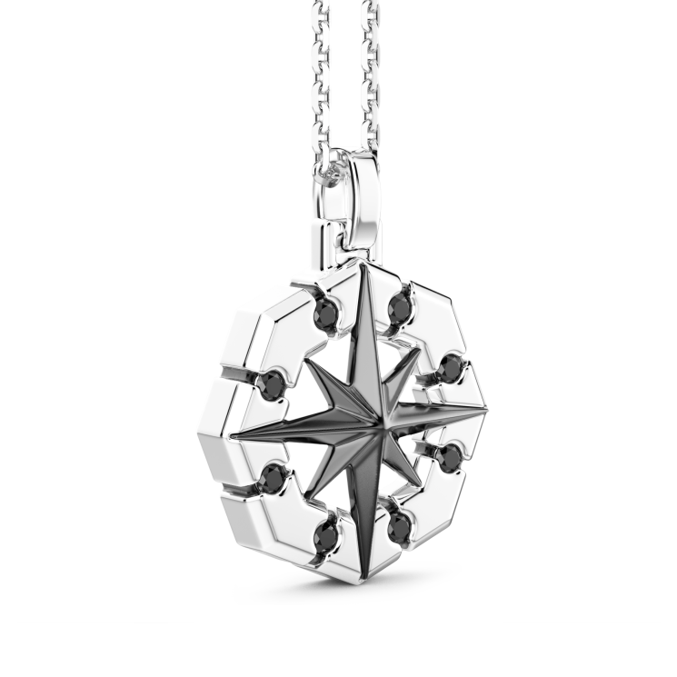 Collier Zancan en argent avec pendentif rose des vents.