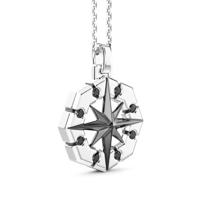 Collier Zancan en argent avec pendentif rose des vents.