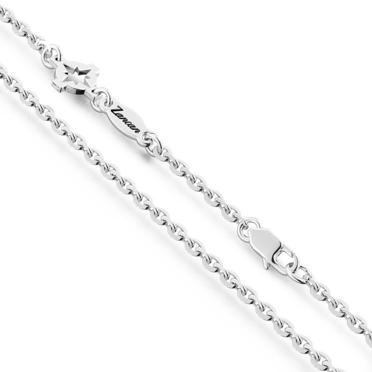 Zancan silver bullet necklace with black stones.