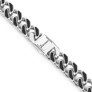 Zancan silver curb chain necklace with black lacquer.