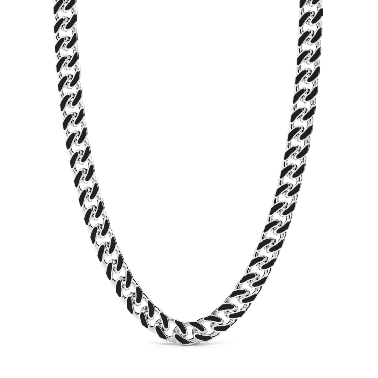 Zancan silver curb chain necklace with black lacquer.