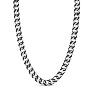 Zancan silver curb chain necklace with black lacquer.