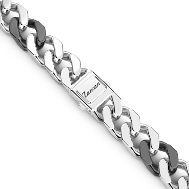 Zancan-Panzerkette aus Silber und schwarzer Keramik.