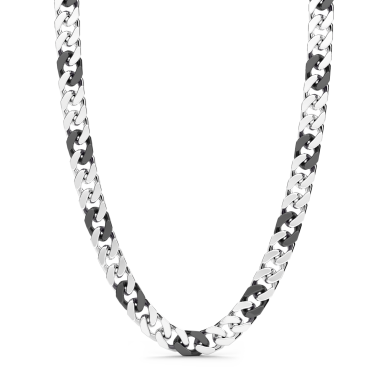 Collana a grumette Zanca in argento e ceramica nera.