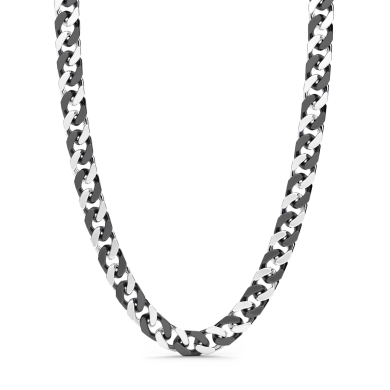 Zancan silver and black ceramic curb chain necklace.