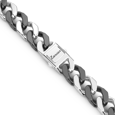 Zancan silver and black ceramic curb chain necklace.