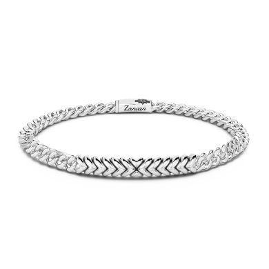 Zancan-Panzerkettenarmband aus Silber mit Plakette.