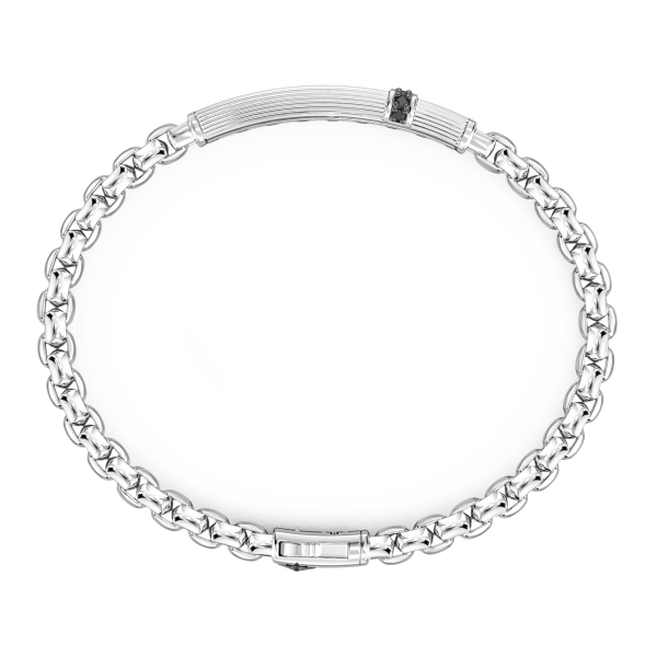Zancan silver bracelet with tag and black stones.