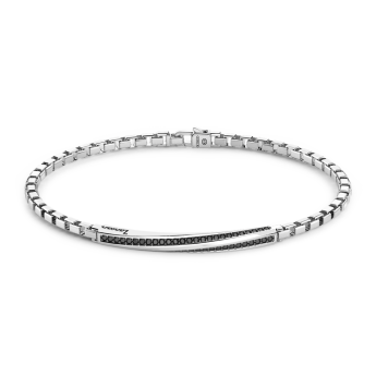 Bracciale Zancan in argento con targa e pietre nere.