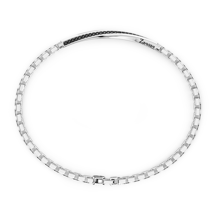 Bracciale Zancan in argento con targa e pietre nere.