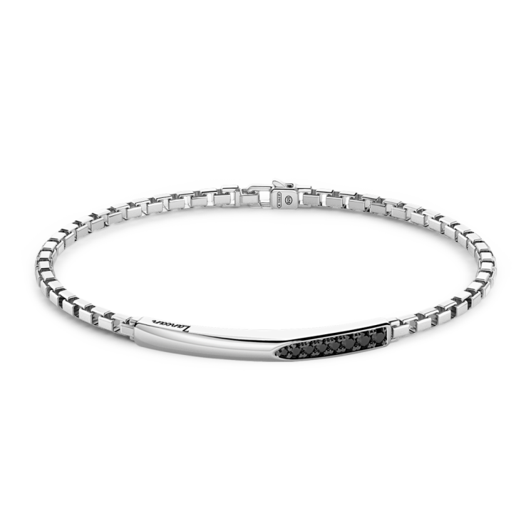 Zancan silver bracelet with tag and black stones.