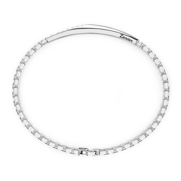 Zancan silver bracelet with tag and black stones.