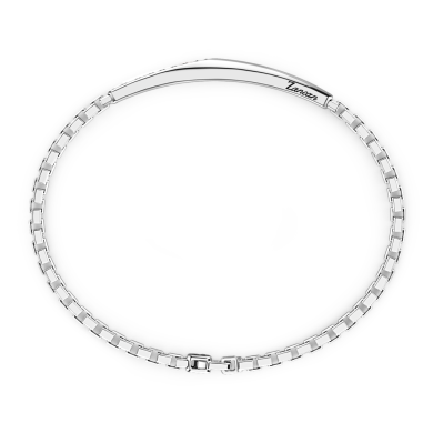 Zancan silver bracelet with tag and black stones.