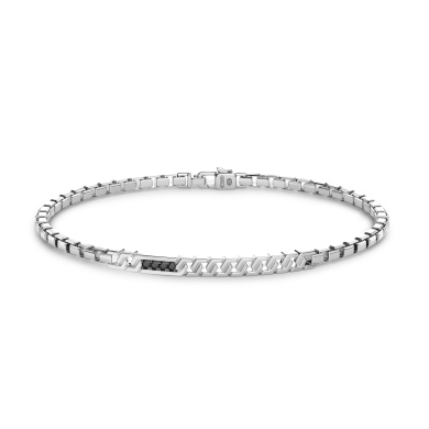 Zancan silver bracelet with tag and black stones.
