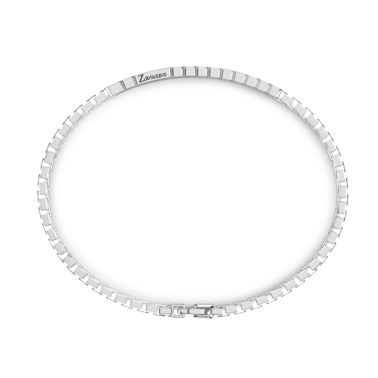 Zancan silver bracelet with tag and black stones.