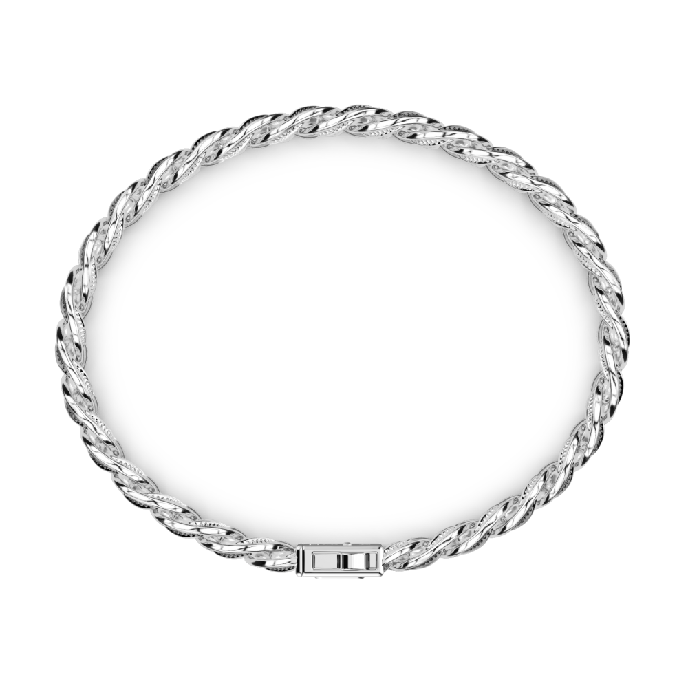 Bracciale groumette uomo in argento 925 con maglia striata nera