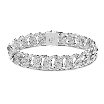 Zancan silver curb chain bracelet with striated finish.
