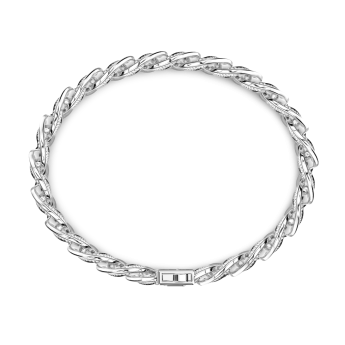 Zancan silver curb chain bracelet with striated finish. 2