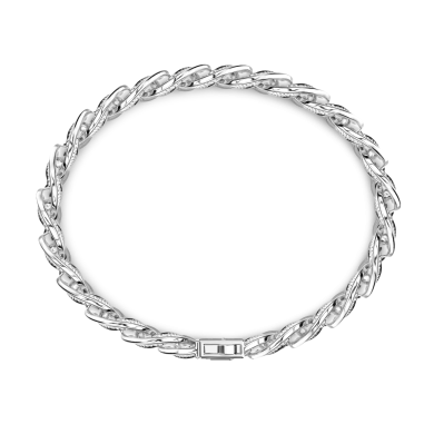 Bracciale groumette Zancan in argento 925 con maglia larga striata.