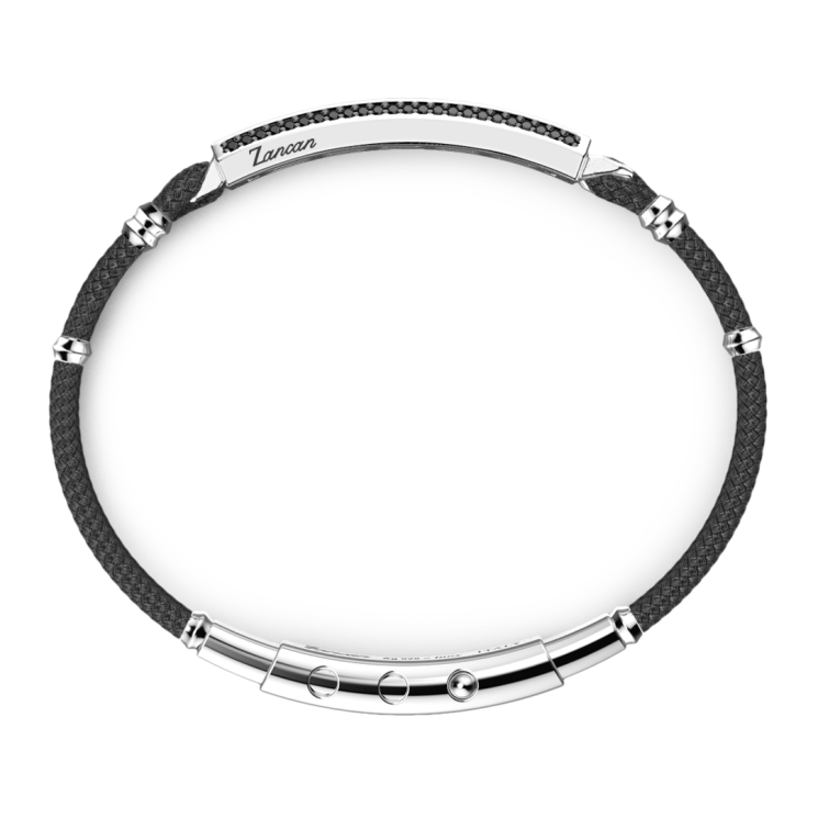 Bracciale uomo Zancan in corda kevlar e targa in argento.