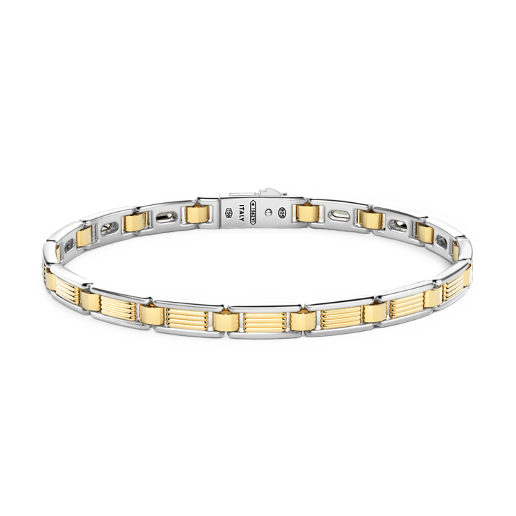 Pulsera Zancan de plata y oro rosa para hombre.