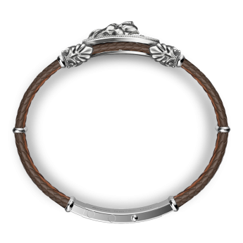 Bracciale Zancan in argento e pelle con leone. 2