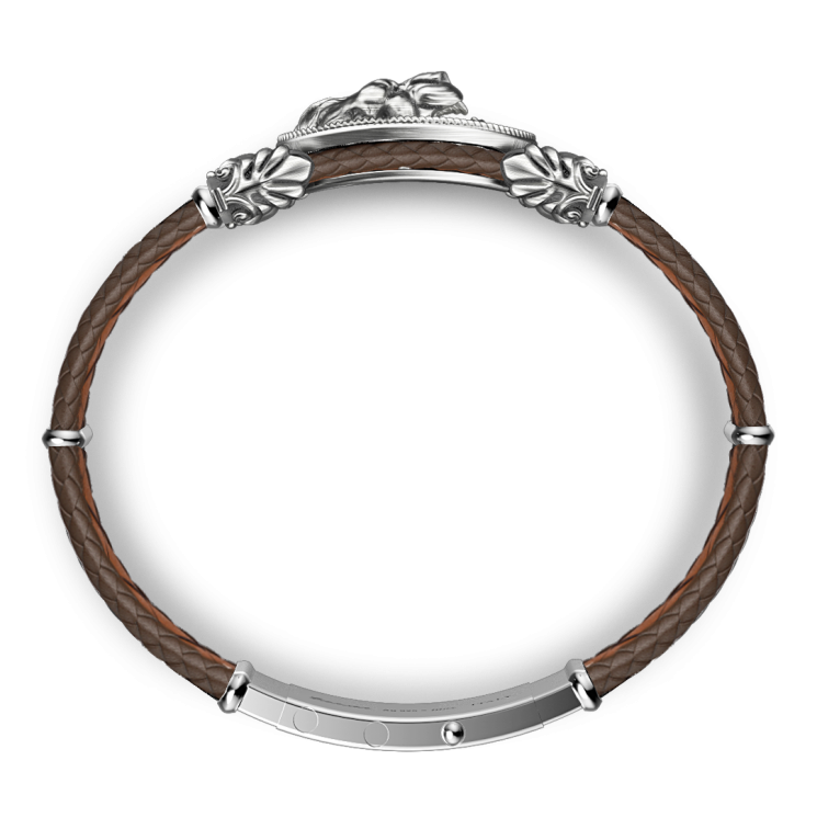 Bracciale Zancan in argento e pelle con leone.
